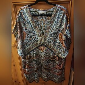 Beautiful Plus Size                   Satin Paisley Coverup/ Blouse